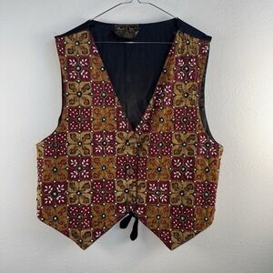 Vintage Bali Chic Beaded Vest Boho Ethnic Tapestry Waistcoat Tie Back One Size